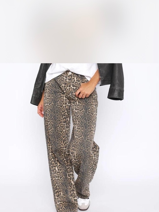 White Fox Boutique Pants - White Fox Boutique Leopard-Print Wide Leg Pants - Tan & Black